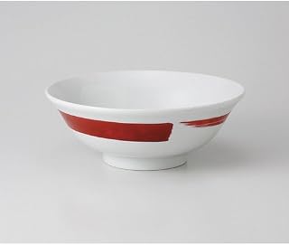 せともの本舗 Red Brush 7.0 Cut Standing Bowl, 8.5 x 3.0 inches (21.5 x 7.7 cm), 43.3 fl oz (1,100 cc, 649 g), Ramen Bowl, Chinese, Asian Cuisine, Ramen Shop, Japanese Tableware, Restaurant, Commercial Use