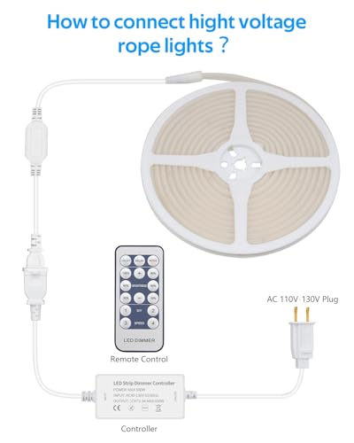Tira LED 20ft 120V Blanco Frío IP67 con Control Remoto miniatura 7