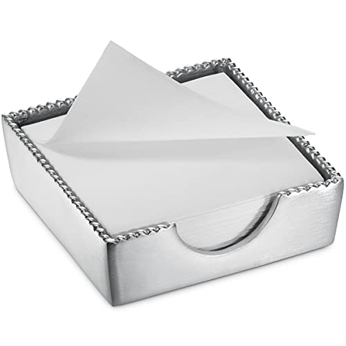 BloominGoods Serviettenhalter aus Metall, für Tisch, Esstisch, silberfarben, klassischer quadratischer Serviettenhalter für die Küche Cover