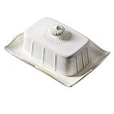 Plat de service : taille idéale pour ranger beurre, gâteaux, fromage, fruits, , jambon et autres aliments. beurrier en porcelaine