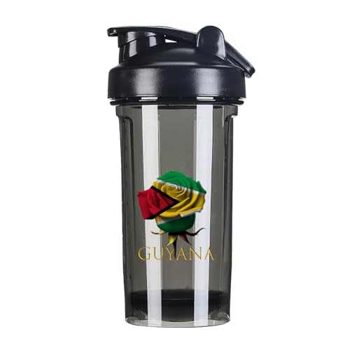 Rose Guyanese Flag 18 Ounce Shaker Bottle Drink Mixer Leak-proof Pre Workout Protein Shakes Meal Replacement Shakes Bottles 500ML/18 Oz Black