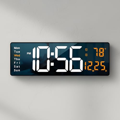 Image of Auromin Digital Alarm Clock with Auto Sensor, Time, Date, Temperature Display & Silent Operations | Loud Alarm for Heavy Sleepers | Desk Table Clock for Students, Bedroom, Office