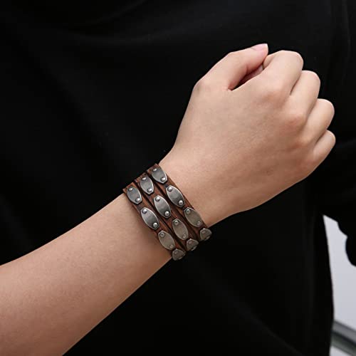 Hzman Genuine Leather Bracelet Punk Braided Bracelets Rock Leather Wristbands Gothic Adjustable Wrap Cuff Bracelet For Men Women #TOP2