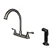 Kingston Brass FB7794NFLSP NuWave French 8-Inch Centerset Kitchen Faucet with Sprayer, 8", Black Stainless