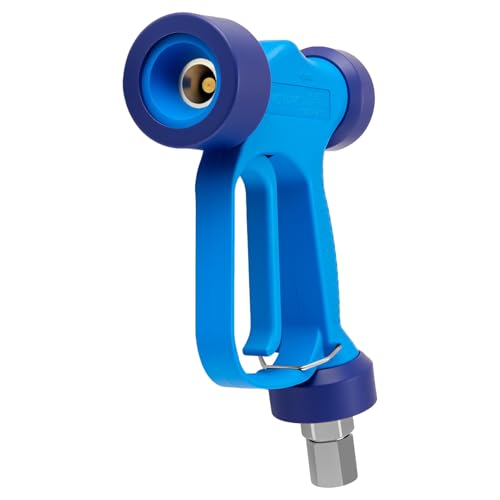 Baquler Blue High Volume Soft Wash Gun with Ss Swivel Pin 350 Psi 16 Gpm 1/2 Bsp Heavy Duty Rear Entry High Flow Low Pressure Wash Down Spray Gun for Car Patio Pools Structure Cleaning
