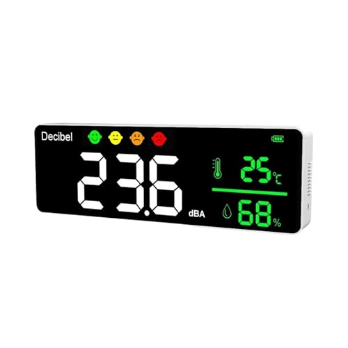 騒音測定器 デジタルデシベル騒音計 温度計 湿度計 3-in-1 壁掛け大画面テスター