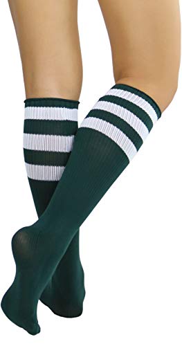 Image of ToBeInStyle Women's Premium Below Knee Athletic Socks w /Contrasting Wide Stripes