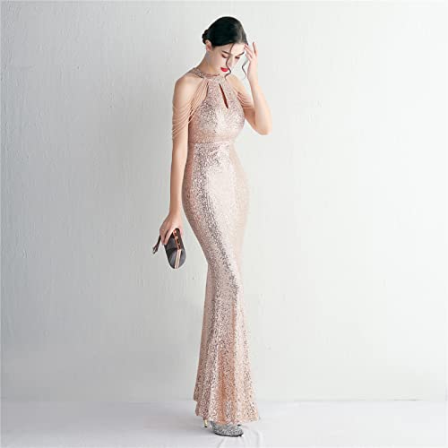 JZFGJ Vestido de noite feminino de lantejoulas sereia frente única vestidos de dama de honra plus si