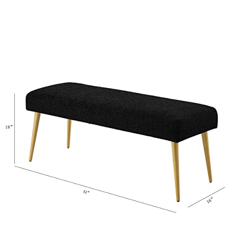 Ball & Cast Upholstered Bench, 44"W, Black #TOP2