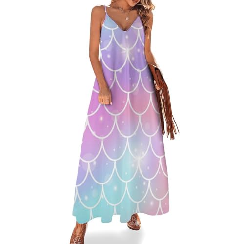 Robe sans manches a ecailles de poisson de couleur robe longue legere style boheme chic