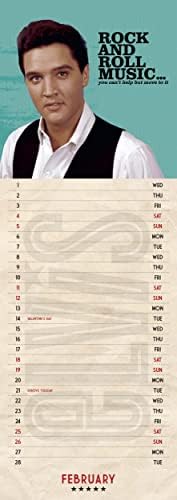 Danilo Promotions Elvis Presley Calendar 2023 Official Slim Wall Calendar Gift Present with Free Organising Stickers, 42cm x 14cm