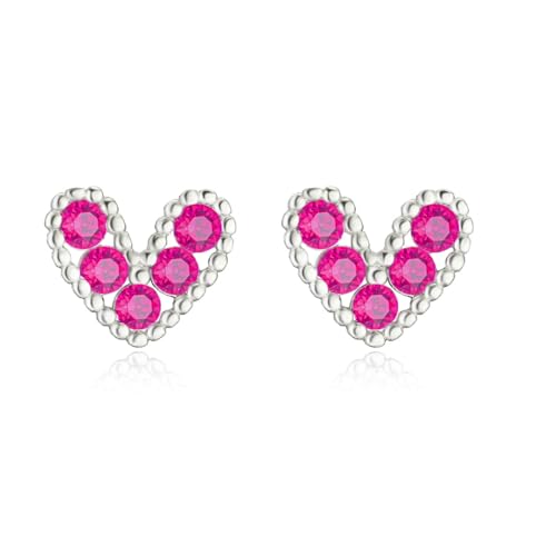 LuvQaze Red Zirconia Heart Stud Earrings for Women Heart Earrings Birthday Holiday Gift for Wife Girlfriend Mom