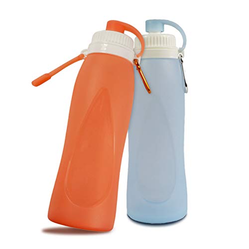 KKmoon Garrafa de água dobrável de 500mL Garrafa de água dobrável de silicone Garrafa leve à prova d