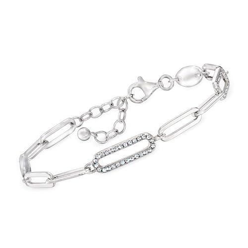 Ross-Simons Charles Garnier .75 ct. t.w. CZ Paper Clip Link Bracelet in Sterling Silver. 7 inches