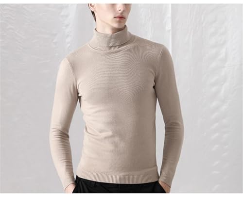 Men's High Neck Sweater Slim Fit Solid Color Pullover Knit Warm Casual Jumper Winter Top2