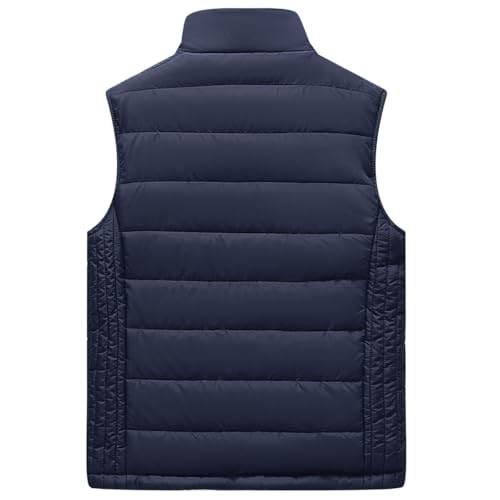 Image of Msmsse Men's Outerwear Vests Winter Quilted Padded Vest Gilet Stand Collar Warm Puffer Vest