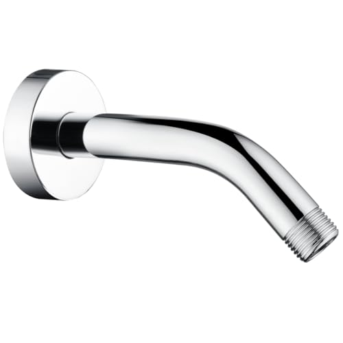 BRIGHT SHOWERS Brass Shower Arm with Flange 6 Inch Wall Mounted Shower Pipe Arm Extension for Fixed Shower Head and Handheld showerhead, Chrome
