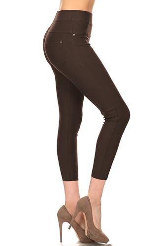 Image of Leggings Depot Women's Cotton Blend Stretch Pull-on Jeggings Casual Pants with Pockets (Available in Plus Size)