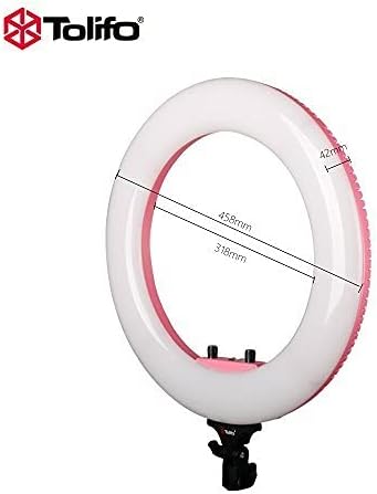 Tolifo 18'' LED Ring Light Kit with Light Stand, Mirror, Phone Holder and Carrying Bag for Camera,Smartphone,YouTube Video,Self-Portrait Shooting