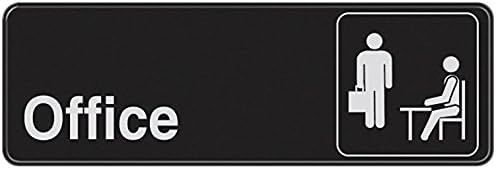 Hillman 841754 Office Visual Impact Self Adhesive Sign, Black and White Plastic, 3x9 Inches 2-Signs