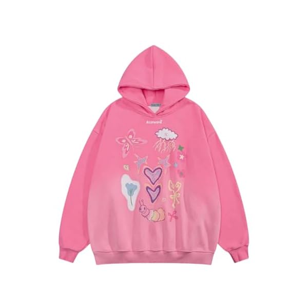 Aelfric Eden Graphic Hoodies for Women Vintage Printed Sweatshirt Y2K Oversized hoodie Pullover