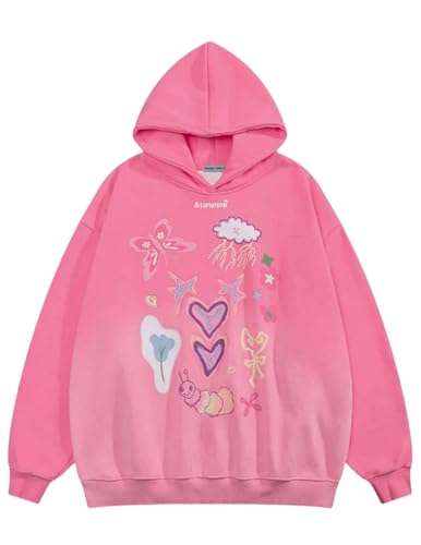 Aelfric Eden Graphic Hoodies for Women Vintage Printed Sweatshirt Y2K Oversized hoodie Pullover