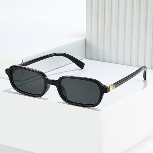 Lunettes de soleil rectangulaires nuances punk au design géométrique - 2