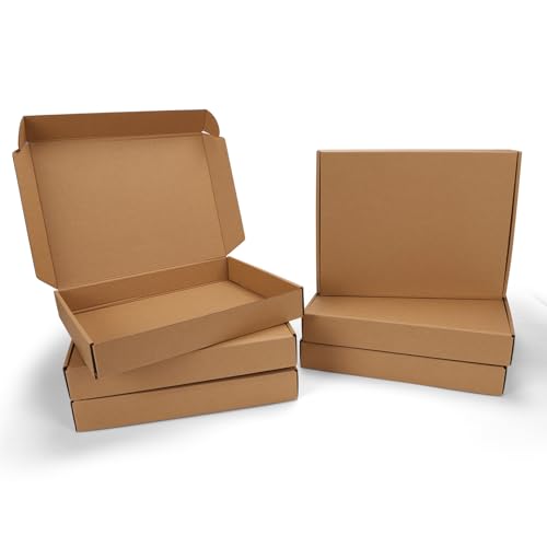 Pharege 13X10X2 Inch Shipping Boxes 6 Pack Brown, Tab Lock Tuck Top Mailer Boxes For Packaging Small Business cover
