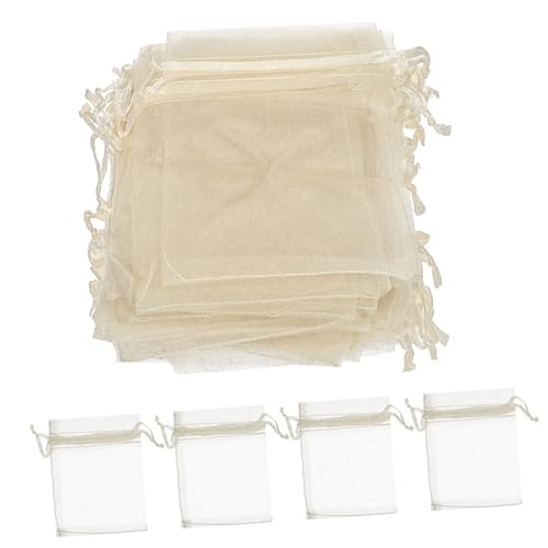 Abaodam 100個 小欧根紗巾着袋 ジュエリー収納用メッシュバッグ 引き紐付き小型ポーチ 結婚式やパーティーのキャンディ 小物入れに 耐久性あ