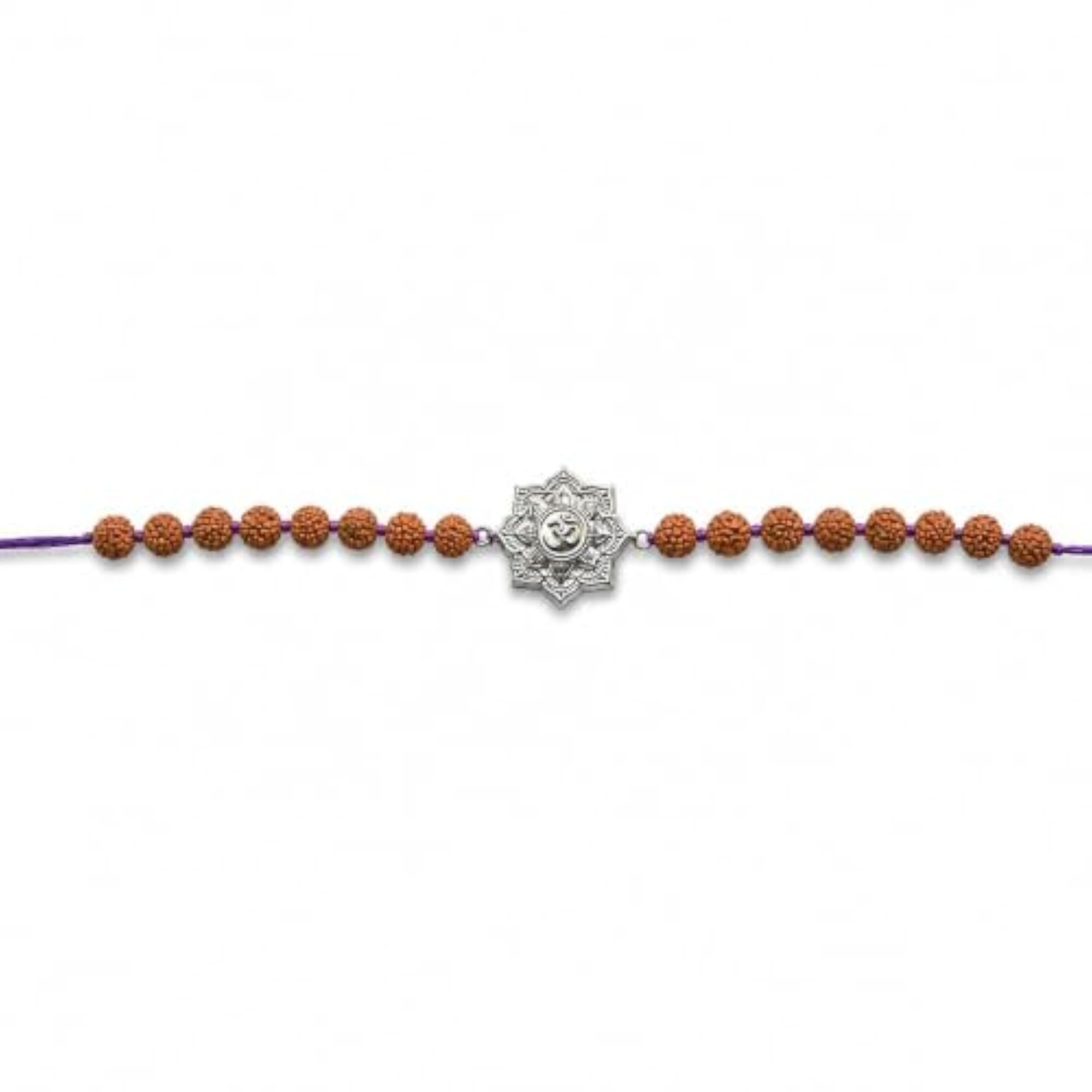 99.9% Silver Shikhar Om with Rudraksha Bead Rakhi
