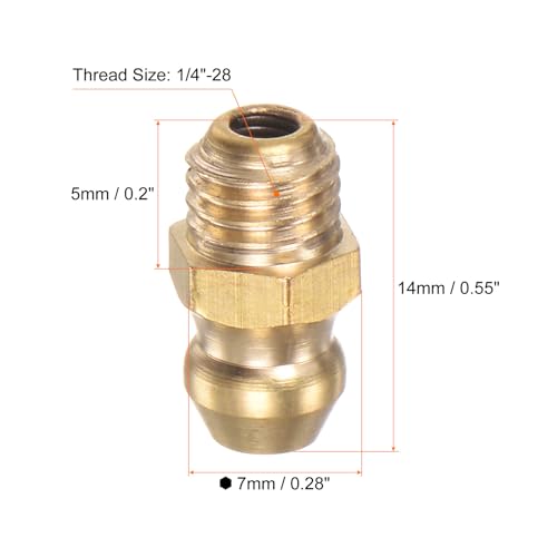 Image of HARFINGTON 15pcs Brass Straight Grease Fitting 1 /4 inch-28 SAE Thread Hydraulic Grease Nipple Accessories for Car
