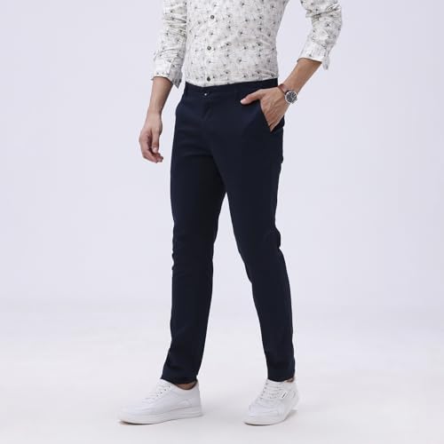 Image of BASICS Premium Cotton Stretch Formal Trousers for Men | Office Pants