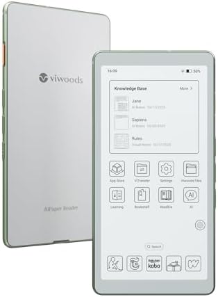 VIWOODS 6.13'' Carta1300 AiPaper Reader with 4G Connectivity, Ultra-Thin & Light E Ink eReader Device, AI Integrated, 300PPI, Adjustable Front Light, 128GB Storage