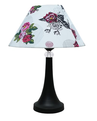 Image of Homesake Black Cone Crystal Metal Table Lamp for Living Room, Lamps for Bedroom, Modern Bedside Light, Decorative Night Lamp for Bedroom, Study, Office, Home Decor Lighting, Urn, Rose Shade