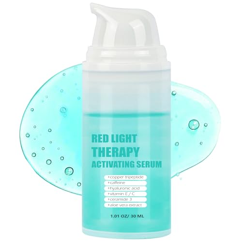 Red Light Therapy Activation Serum - Advanced Formula to Boost Collagen Increase LED Light Therapy 10x Effects Reduce Wrinkles&Soothe Sensitive Skin for Face&Neck with Copper Peptides VE 1.01FLoz