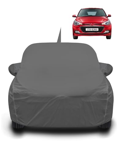 Image of Auto Hub Waterproof Car Cover Compatible with Elite i20 with Antenna & Mirror Pockets, Soft Cotton Lining, Elite i20 Car Cover Waterproof, Grey