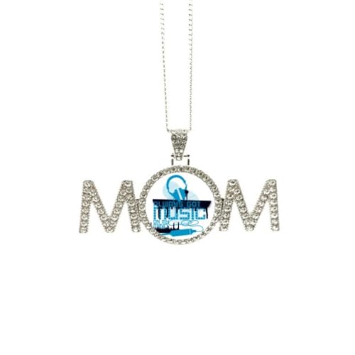 Collier bleu motif musique pendentif femme pour cadeau maman et mamie