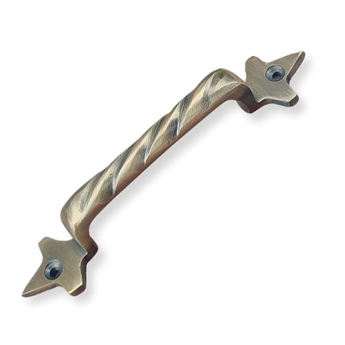 Image of Mix&Match Cast Iron Twisted Handle - 6 Inch Antique Brass Finish | Rope Style Cabinet, Wardrobe, Cupboard & Furniture Door Handle | Pack of 1 Pcs with Screws