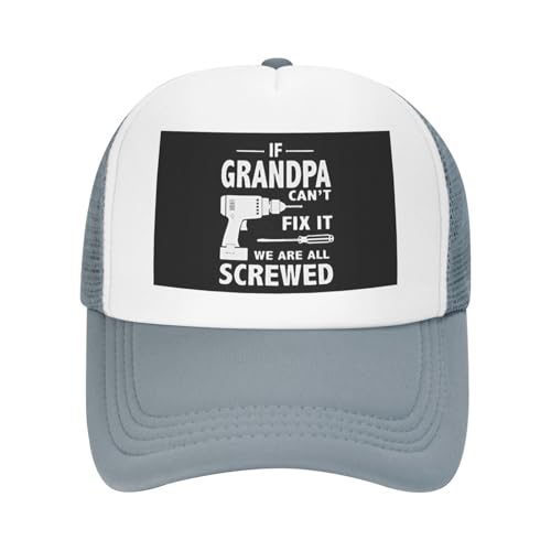 If Grandpa Can't Fix It We're All Screwed Trucker Hat Snapback Mesh Baseball Cap Unisex2