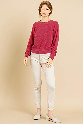 Umgee Long Sleeve Ribbed Knit Pullover Sweater_Red Clay_M #TOP2