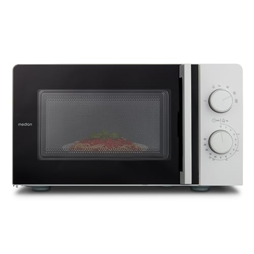 MEDION four à micro-ondes compact (20 litres, 700 watts, gain de place, 5 niveaux de puissance, fonction décongélation, minuterie, MD12211) gris clair...