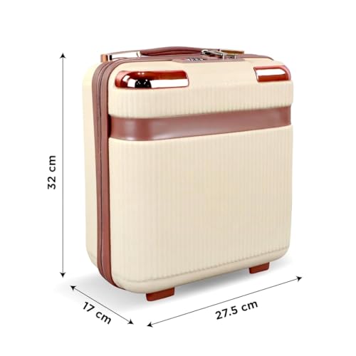 Image of Cosmetic Bag Case Travel Hand Luggage Small Portable Carrying Suitcase Makeup Case for Women Organizer Box Vanity Mini Suitcase (Off White)