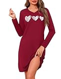 IMPRIMÉ EN COEUR : Cette chemise de nuit à manches longues pour femmes présente un imprimé romantique en forme de cœur, un col en V sexy et une coupe ample, qui convient non seulement pour dormir, mais aussi pour se détendre à la maison.