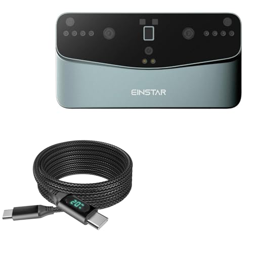 BoxWave Cable Compatible with Umax EinStar Vega 3D Scanner - PowerDisplay PD Cable (6ft) - USB-C to USB-C (100W), LED Wattage Info Extra Long Braided Nylon - Jet Black