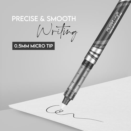 Image of Insight Liquid Ink Rollerball Pens | 0.5mm Micro Tip with Sleek & Lightweight Body | Quick-Dry, Smudge-Free Ink for Smooth Ink flow | Ideal for Office, School & Journaling (Black Ink, Pack of 8)