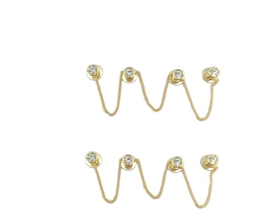 White Kurta Buttons Cufflinks With Chain For Men and Women (Pack of 2)-Brass Plated Lalchi Buttons