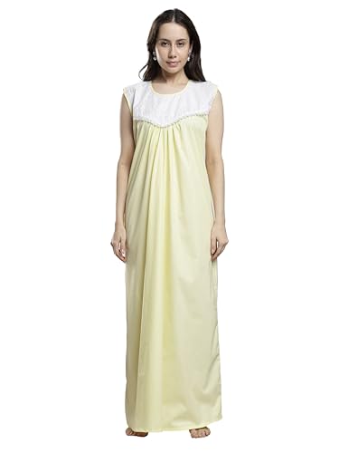 Image of 9shines Label Cotton Sleeveless Nighty | All Over Print Maxi Night wear for Women | Full Length Night Gown Night Dress for Women Stylish (Cotton Sleeveless 25)