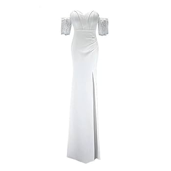 ホワイトレースストラップレスロングドレス ホワイトレースストラップレスロングドレス