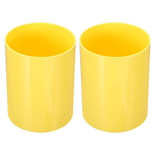 Crayon porte et pot en plastique PATIKIL jaune lot de 2 organisateurs de bureau ronds