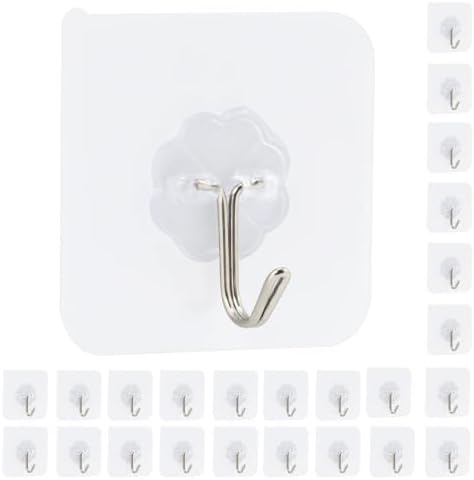 Elalove Adhesive Hooks for Wall 24 Pack, Heavy Duty Adhesive Hang...